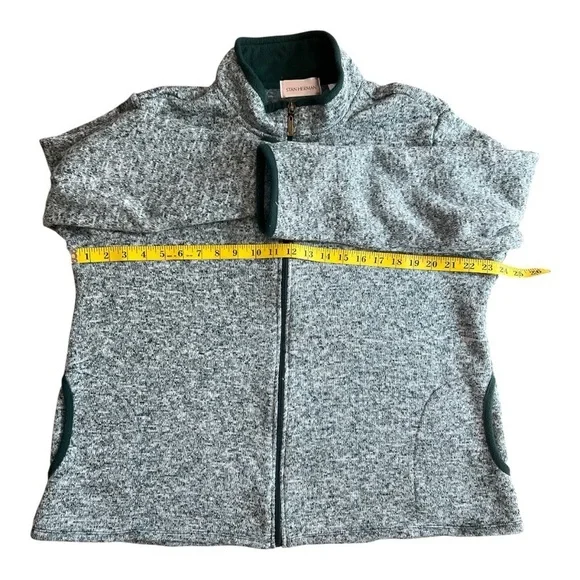 Stan Herman Heather Green Fleece Jacket/Sweater Zip Up Size XL Women NWOT - Picture 6 of 9